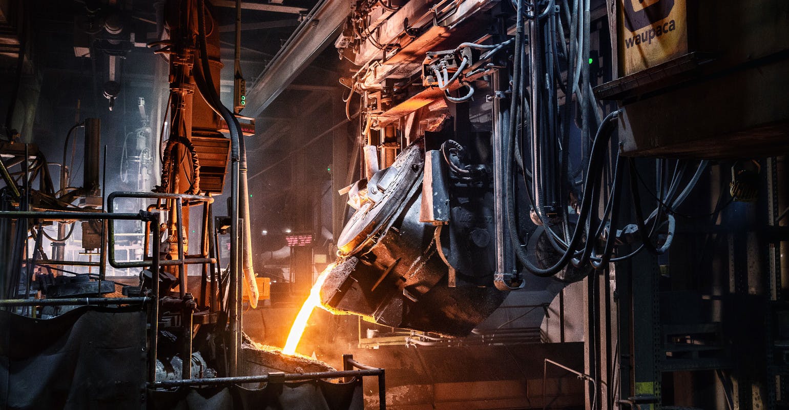 Waupaca Foundry Plant 4, Marinette, WI, iron pouring.