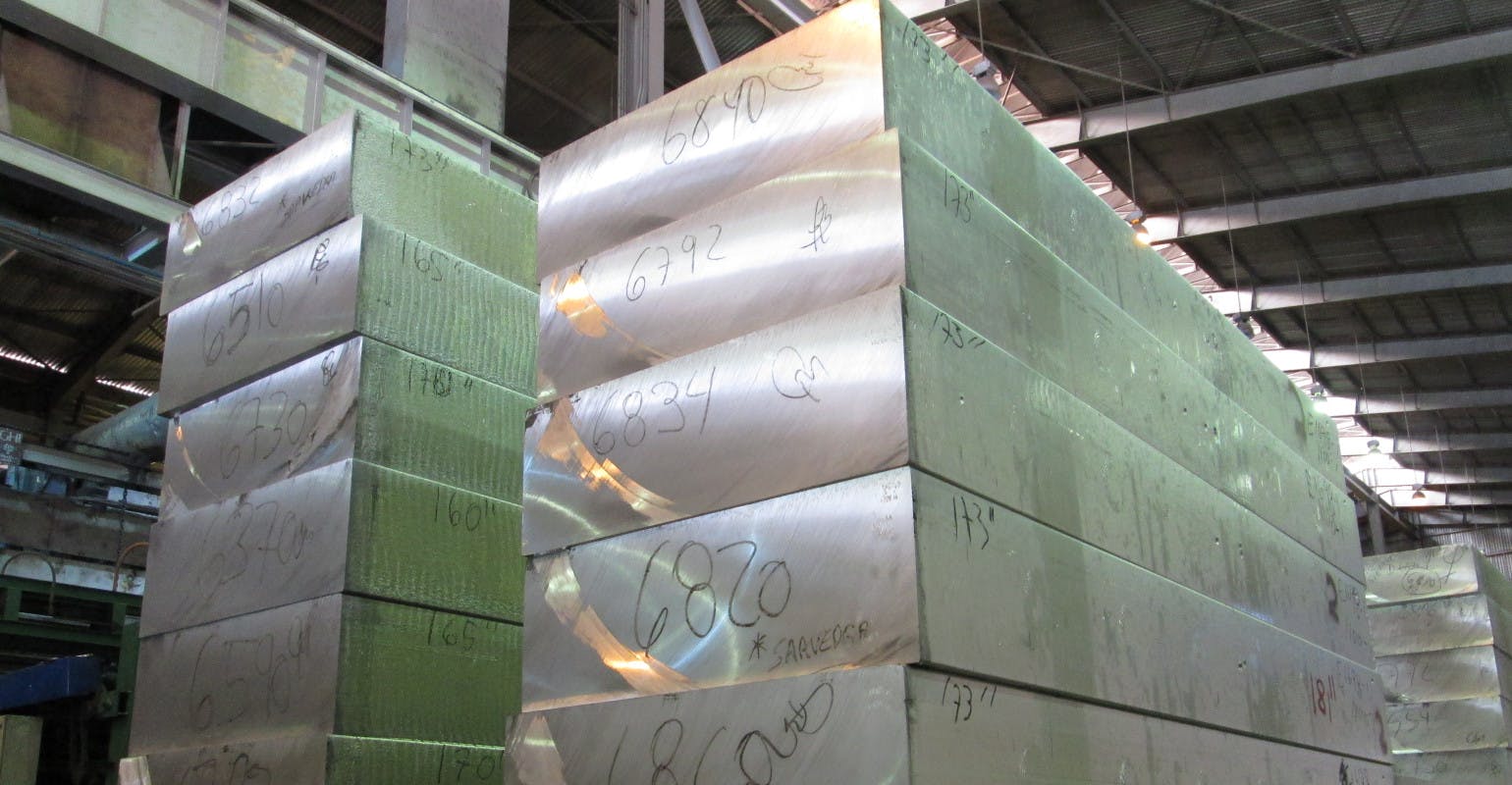 Primary aluminum slabs.