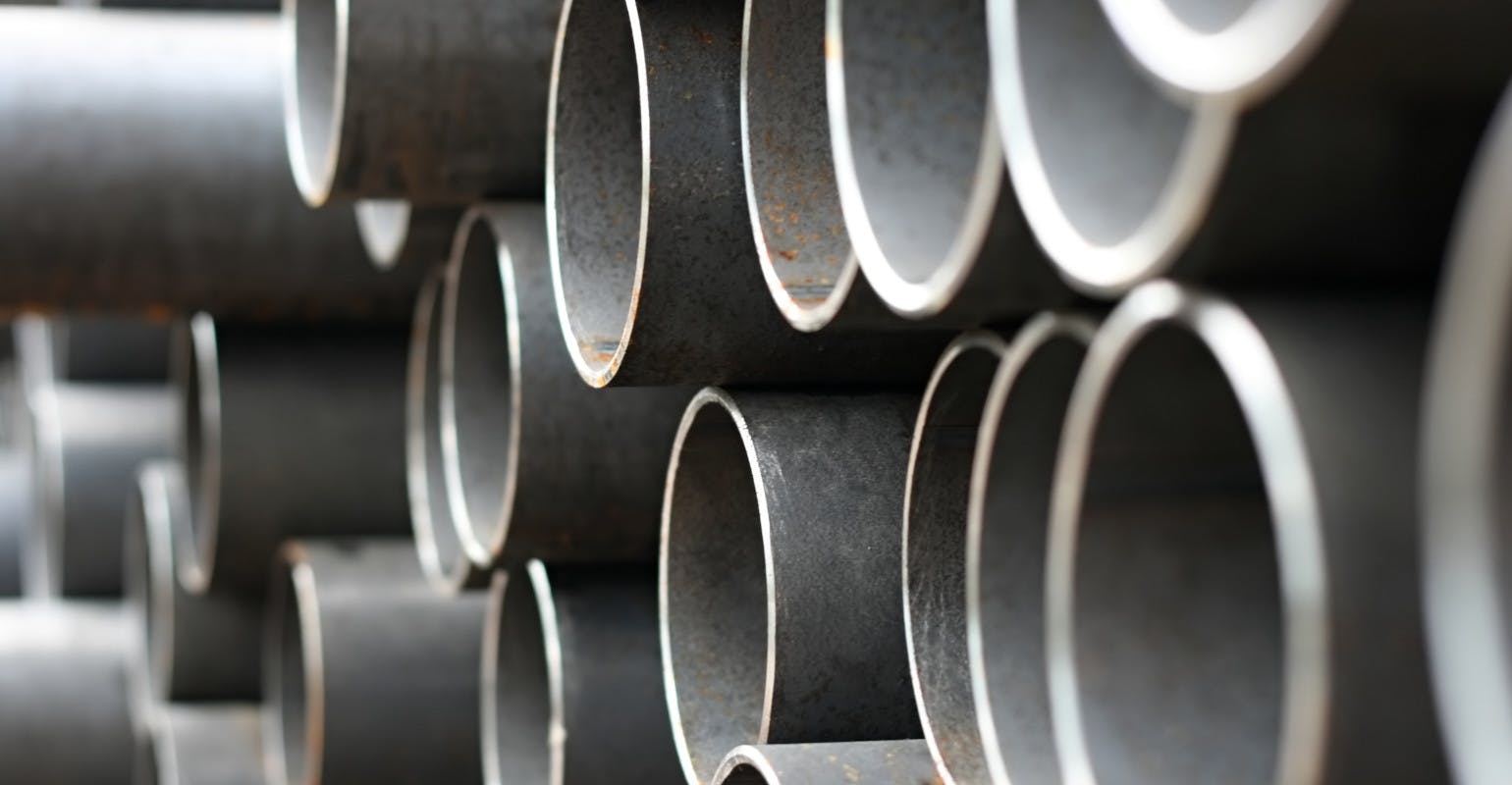 Steel pipe close-up.