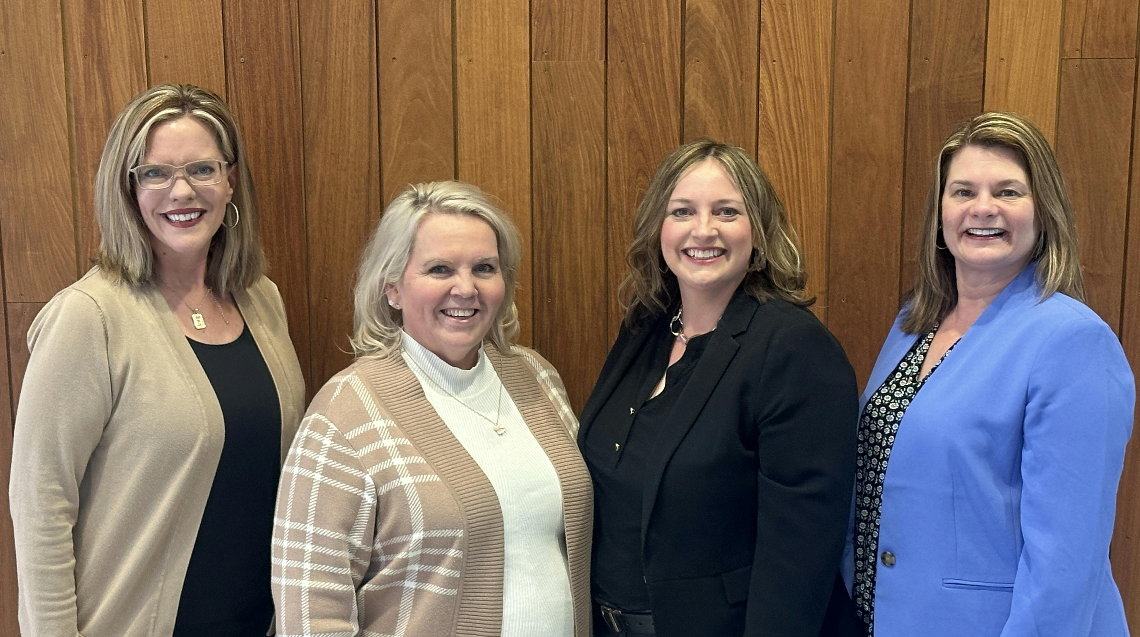 (Left to right:)Tracy Breece, M.S.N., R.N., N.I.-B.C., C.P.H.I.M.S., System Executive Director, Nursing Informatics; Cheryl Denison, B.S.N., R.N., System Clinical Integration Director &ndash; Epic; Jill. D. Seys, D.N.P., M.B.A., R.N., N.E.A.-B.C., E.B.P.-C., System Director &ndash; Clinical Practice, Center for Evidence & Inquiry; Betty Jo Rocchio, D.N.P., C.R.N.A., C.E.N.P., Senior Vice President & System Chief Nursing Officer