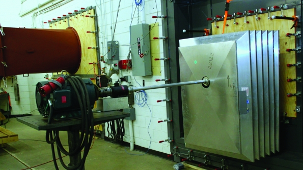 Power roof ventilator being tested with a dynamometer