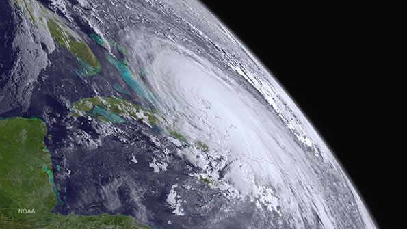 In this handout from the National Oceanic and Atmospheric Administration NOAA Hurricane Joaquin is seen churning in the Atlantic on Oct 1 2015 Joaquin was upgraded to a Category III hurricane early on Oct 1 The exact track has yet to be determined but there is a possibility of landfall in the United States anywhere from North Carolina to the Northeast