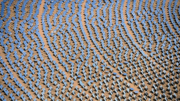 The Ivanpah Solar Electric Generating System in the Mojave Desert in California near Primm Nev on Feb 20 2014 The largest solar thermal powertower system in the world owned by NRG Energy Google and BrightSource Energy uses 347000 computercontrolled mirrors to focus sunlight onto boilers on top of three 459ft towers where water is heated to produce steam to power turbines providing power to more than 140000 California homes Photo by Ethan MillerGetty Images