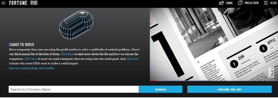 Fortune's Change the World list page