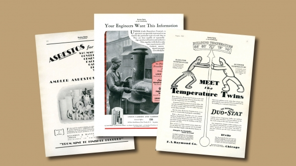 Vintage HVAC advertisements from HPAC Engineering magazine 1929