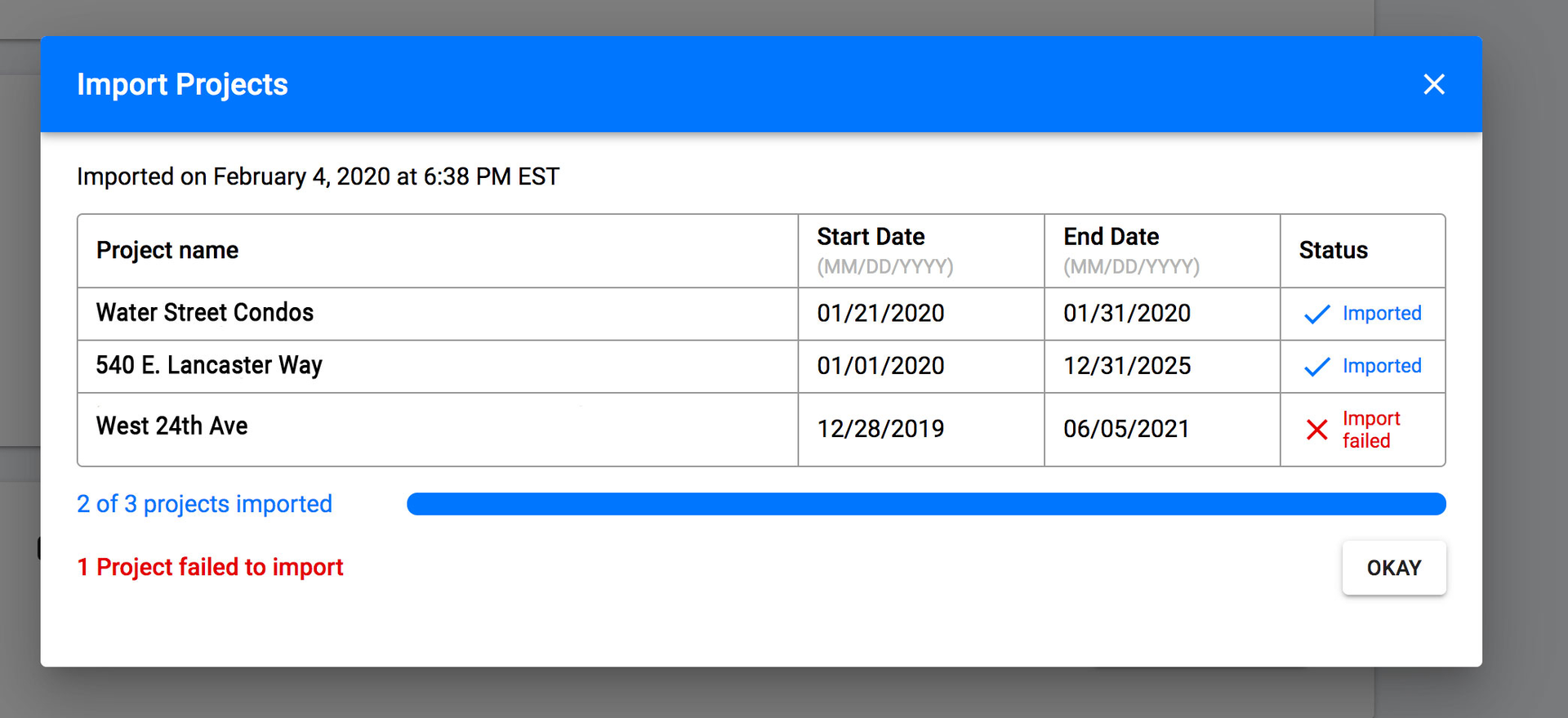 Bridgit Bench Procore integration project importer