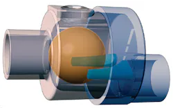Figure 5. Drain line with trap designed specifically for HVAC applications. Figure 5. Drain line with trap designed specifically for HVAC applications.