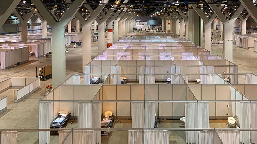 McCormick Place, site of the 2024 AHR Expo, was converted into a makeshift hospital in the summer of 2020. As it turned out, its emergency beds were never needed.