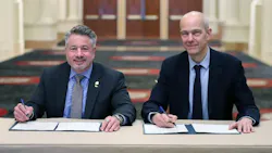 ASHRAE President Bill McQuade and UNEP’s OzonAction Head Jim Curlin signed the two-year work plan at ASHRAE's Winter Conference in Las Vegas this month. ASHRAE President Bill McQuade and UNEP’s OzonAction Head Jim Curlin signed the two-year work plan at ASHRAE's Winter Conference in Las Vegas this month.