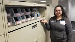 Lizbeth Estrada - Supply Chain Admin Assistant - restocking the office supplies Kanban in Hyde Park. Lizbeth Estrada - Supply Chain Admin Assistant - restocking the office supplies Kanban in Hyde Park.