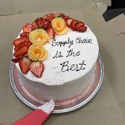 Supply Chain is the Best cake that clinical partners gave to team as a thank you for all the work in mitigating supply disruptions Supply Chain is the Best cake that clinical partners gave to team as a thank you for all the work in mitigating supply disruptions