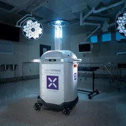 Xenex's LightStrike Pulsed Xenon UV Disinfection Robot Xenex's LightStrike Pulsed Xenon UV Disinfection Robot