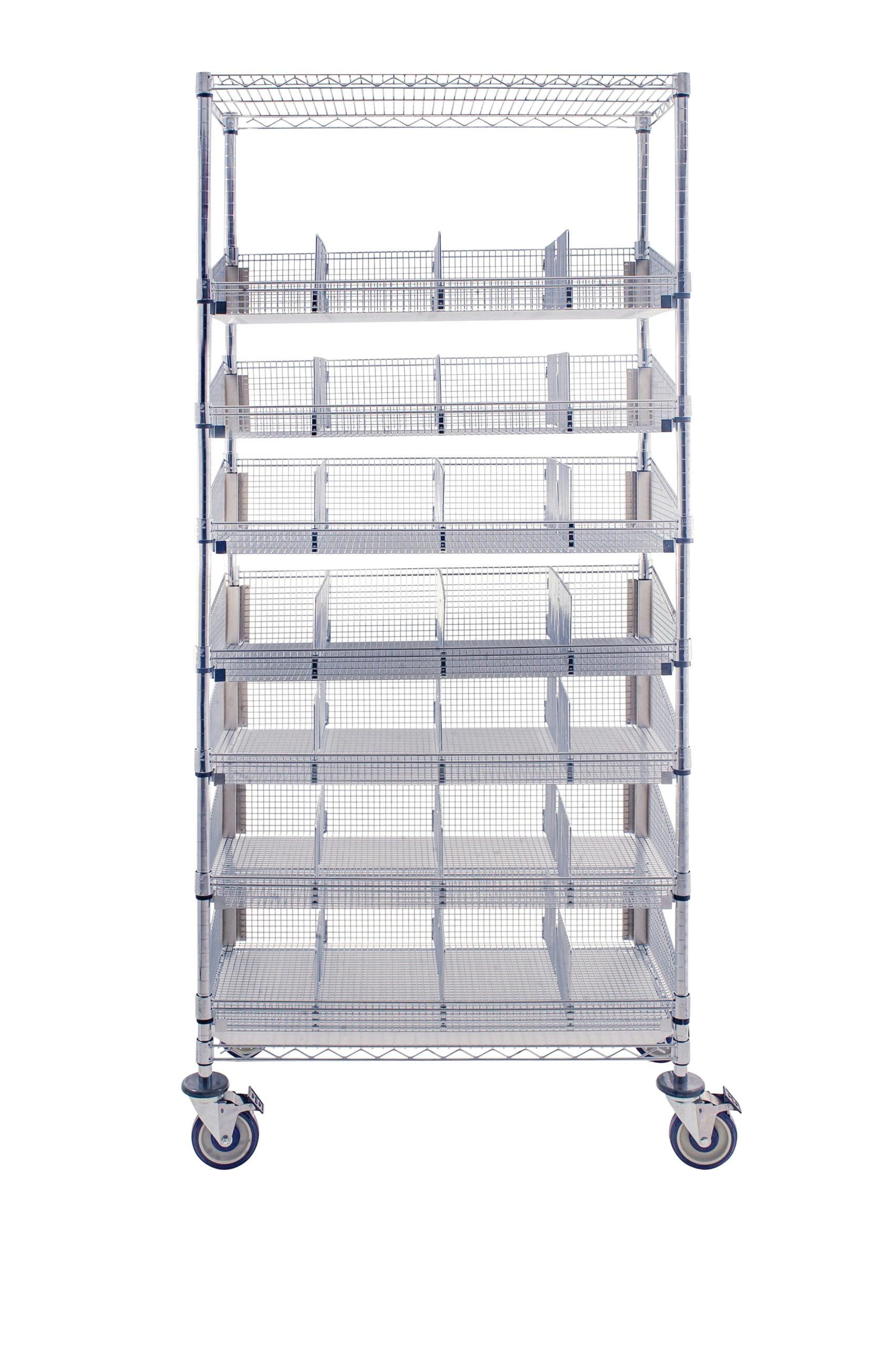 ParWire Basket Shelving Cart, 9 Tier, 24'' D X 60''