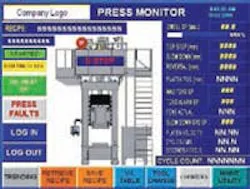 This screen capture of a press monitor is similar to those used on upgraded presses for Trelleborg Sealing Solutions. This screen capture of a press monitor is similar to those used on upgraded presses for Trelleborg Sealing Solutions.