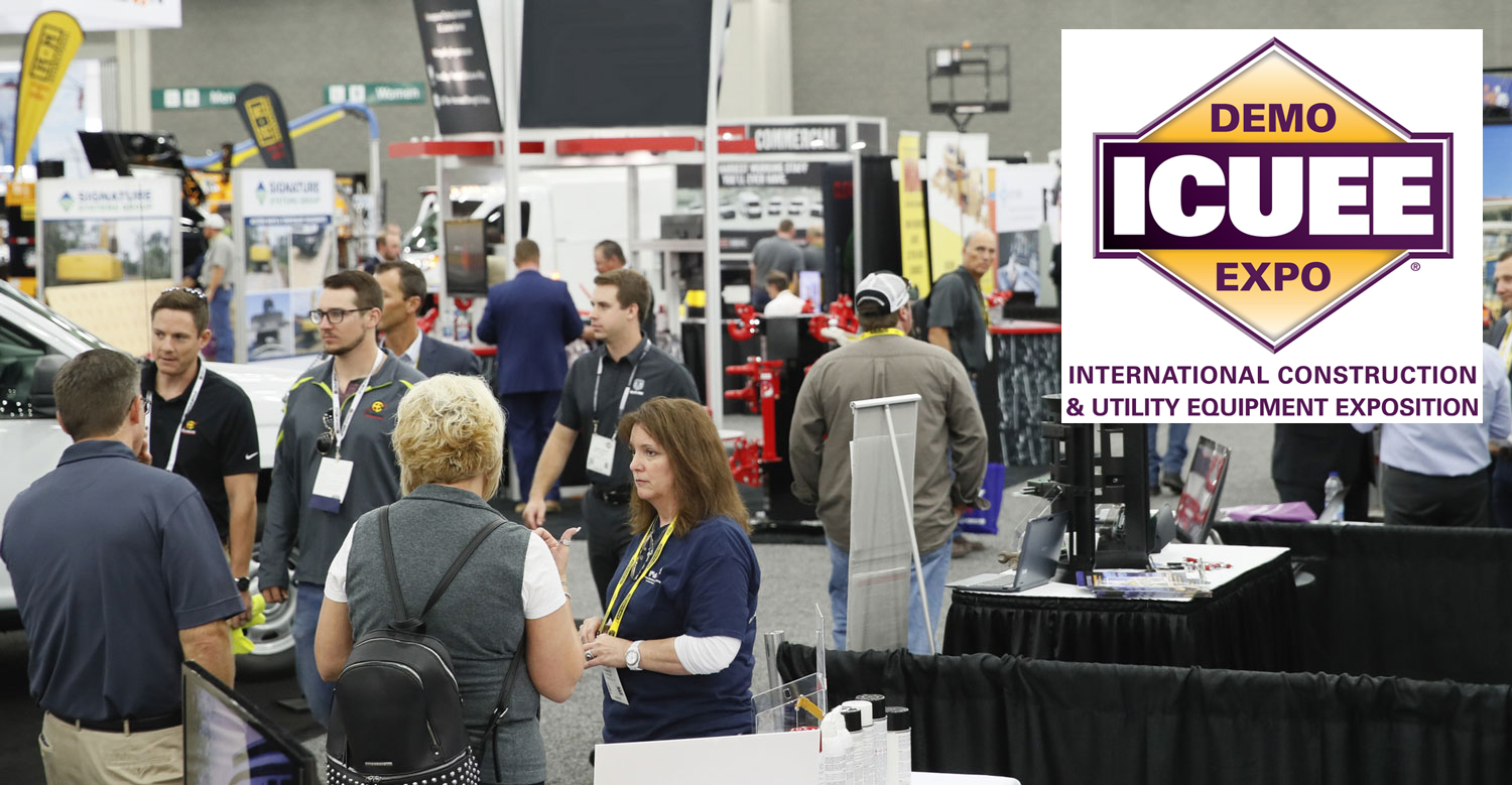 ICUEE show floor and logo