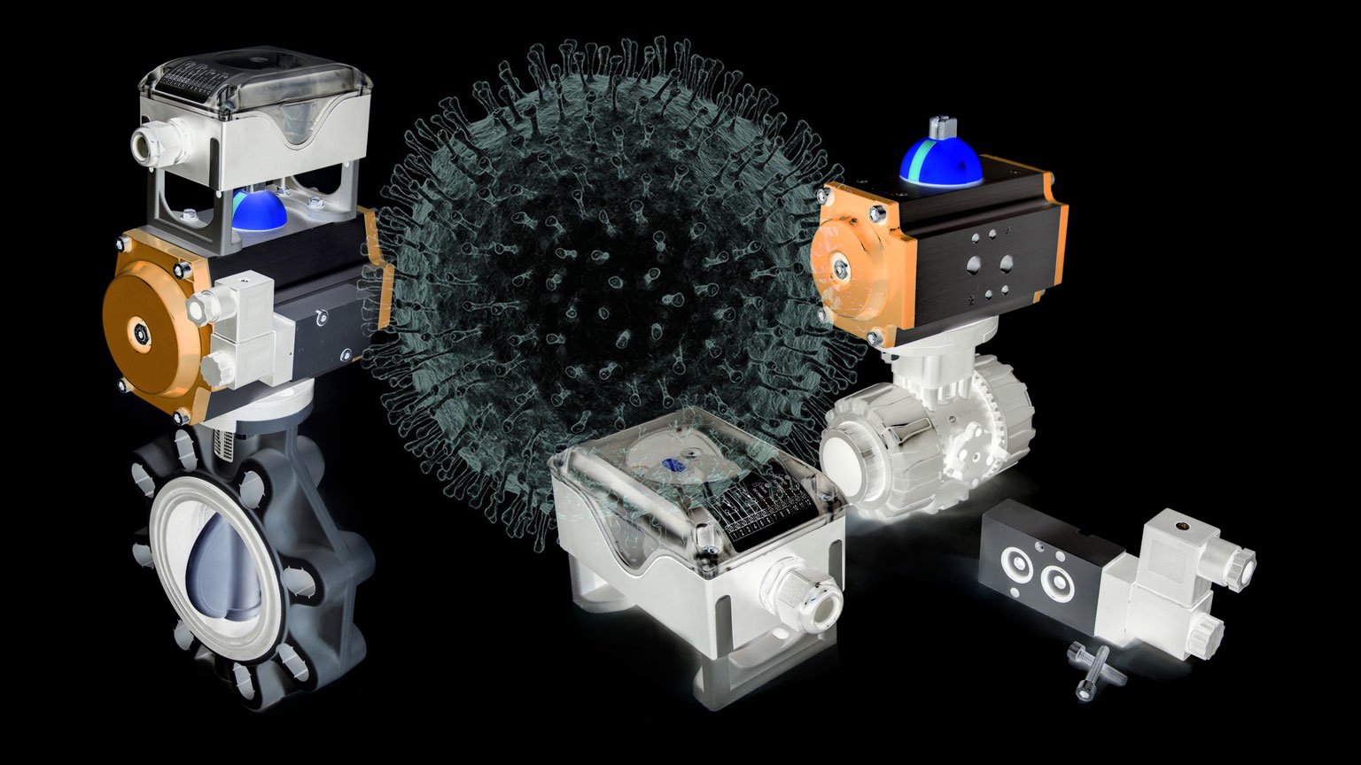 Actuators over coronavirus backdrop