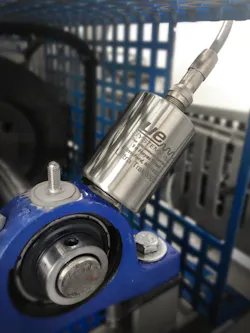 Bearing condition and lubrication monitoring transmitters detect early warning signs of failure, when there is an amplitude increase of from 12 to 50 times over a set baseline. Bearing condition and lubrication monitoring transmitters detect early warning signs of failure, when there is an amplitude increase of from 12 to 50 times over a set baseline.