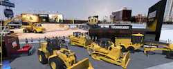 A rendering of Caterpillar's booth at CONEXPO 2023 which includes a large demonstration arena. A rendering of Caterpillar's booth at CONEXPO 2023 which includes a large demonstration arena.