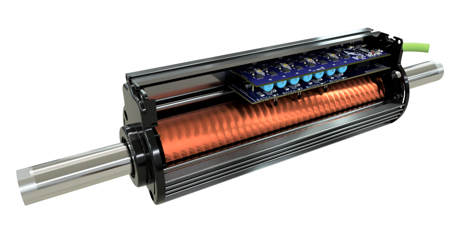 Render of the internal structure of Iris Dynamics' Orca Series Motor which utilize magnetic force feedback.
