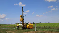 The Vermeer PD10R pile driver, equipped with Rota linear position sensors, allows remote operation to help ease solar field installations. The Vermeer PD10R pile driver, equipped with Rota linear position sensors, allows remote operation to help ease solar field installations.