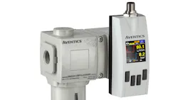 The AVENTICS Series AF2 Flow Sensor from Emerson detects air leaks to help reduce compressed air consumption. The AVENTICS Series AF2 Flow Sensor from Emerson detects air leaks to help reduce compressed air consumption.