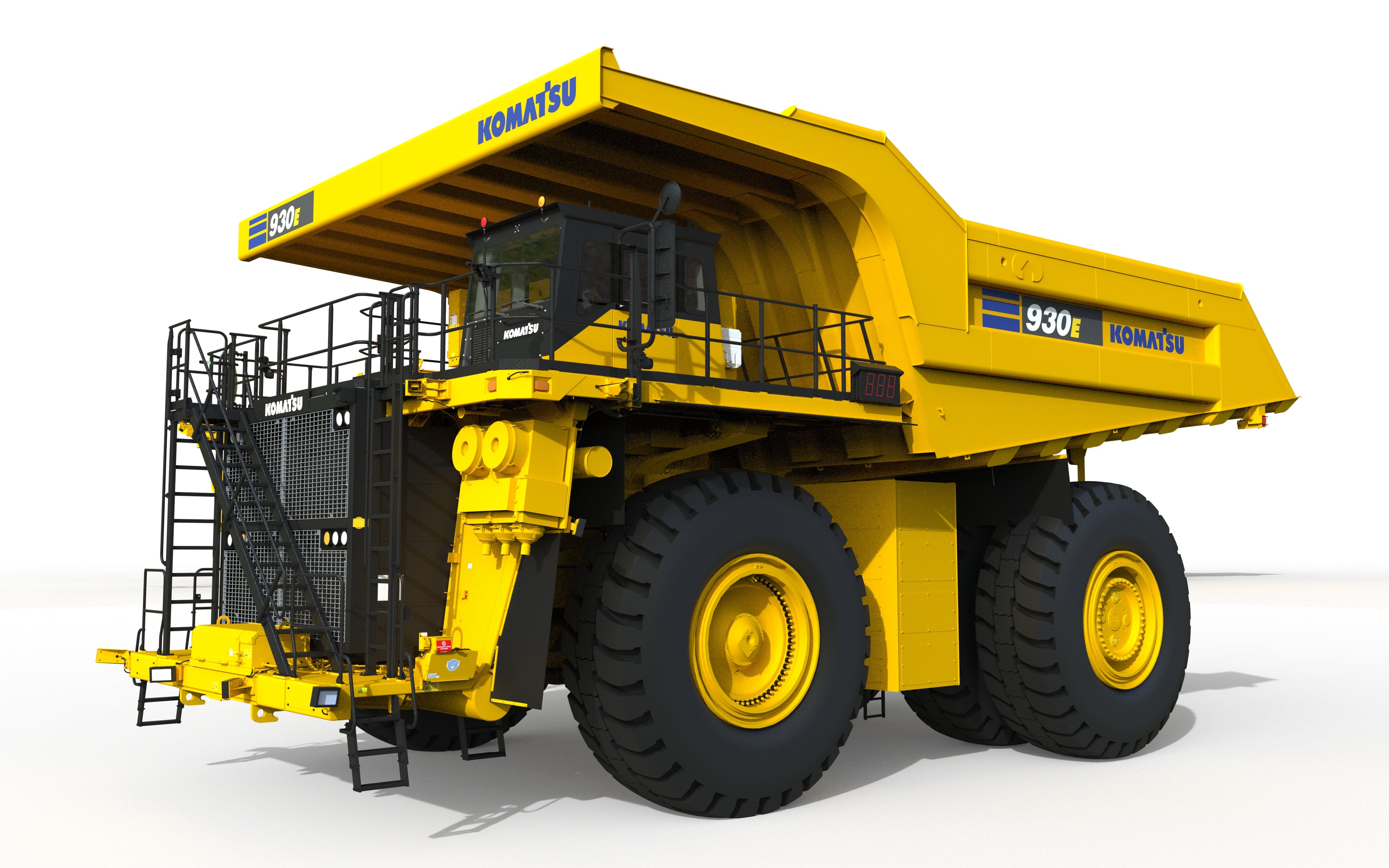 A rendering of Komatsu's 930E mining truck which will be powered by over 2 megawatts of HYDROTEC power cubes from GM.