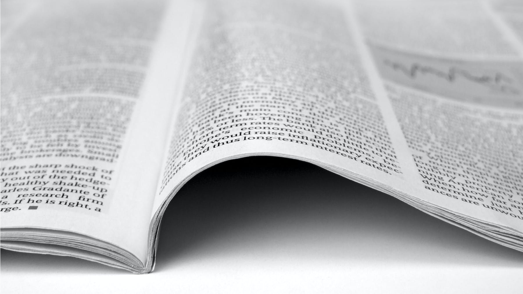 open magazine showing article text