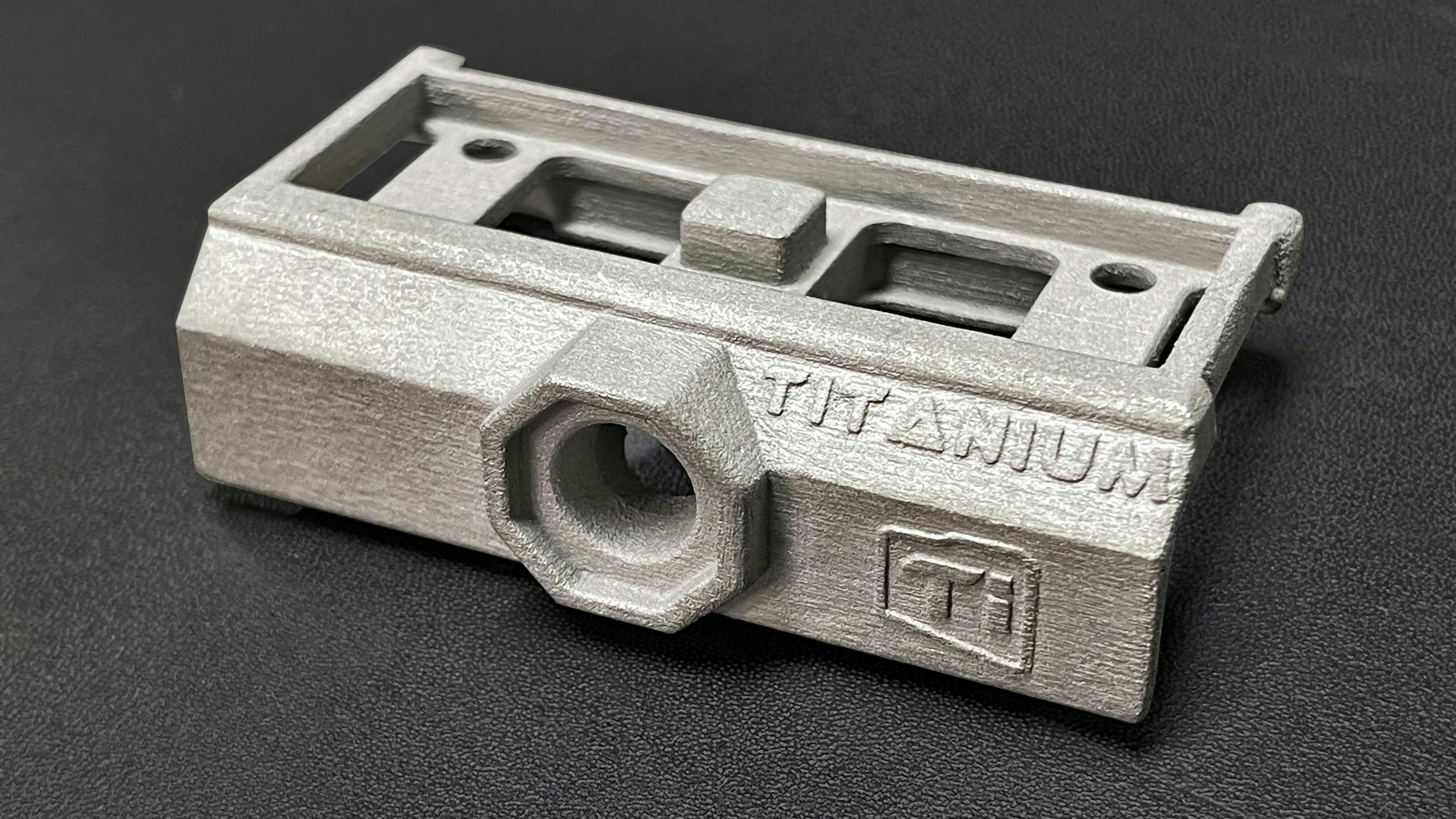 Desktop Metal's customer TriTech Titanium Parts can safely produce parts made from titanium alloy, like the one pictured, due to the availability of the new Reactive Safety Kit.