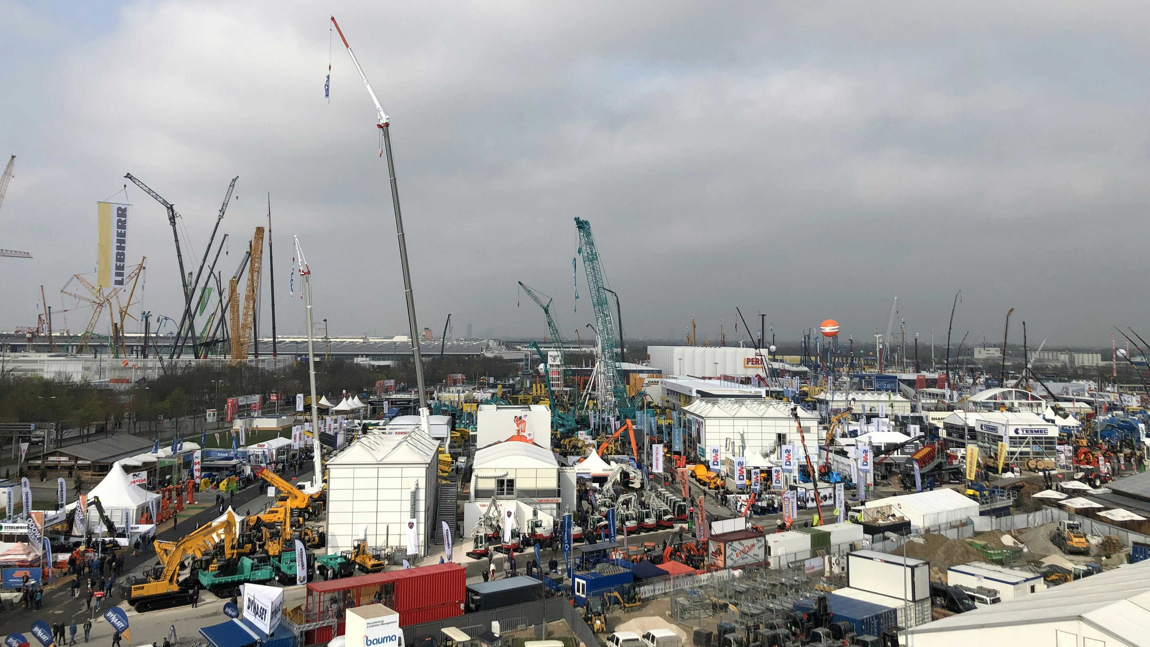 An overview of the bauma show grounds where a number of hydraulic technologies will be displayed