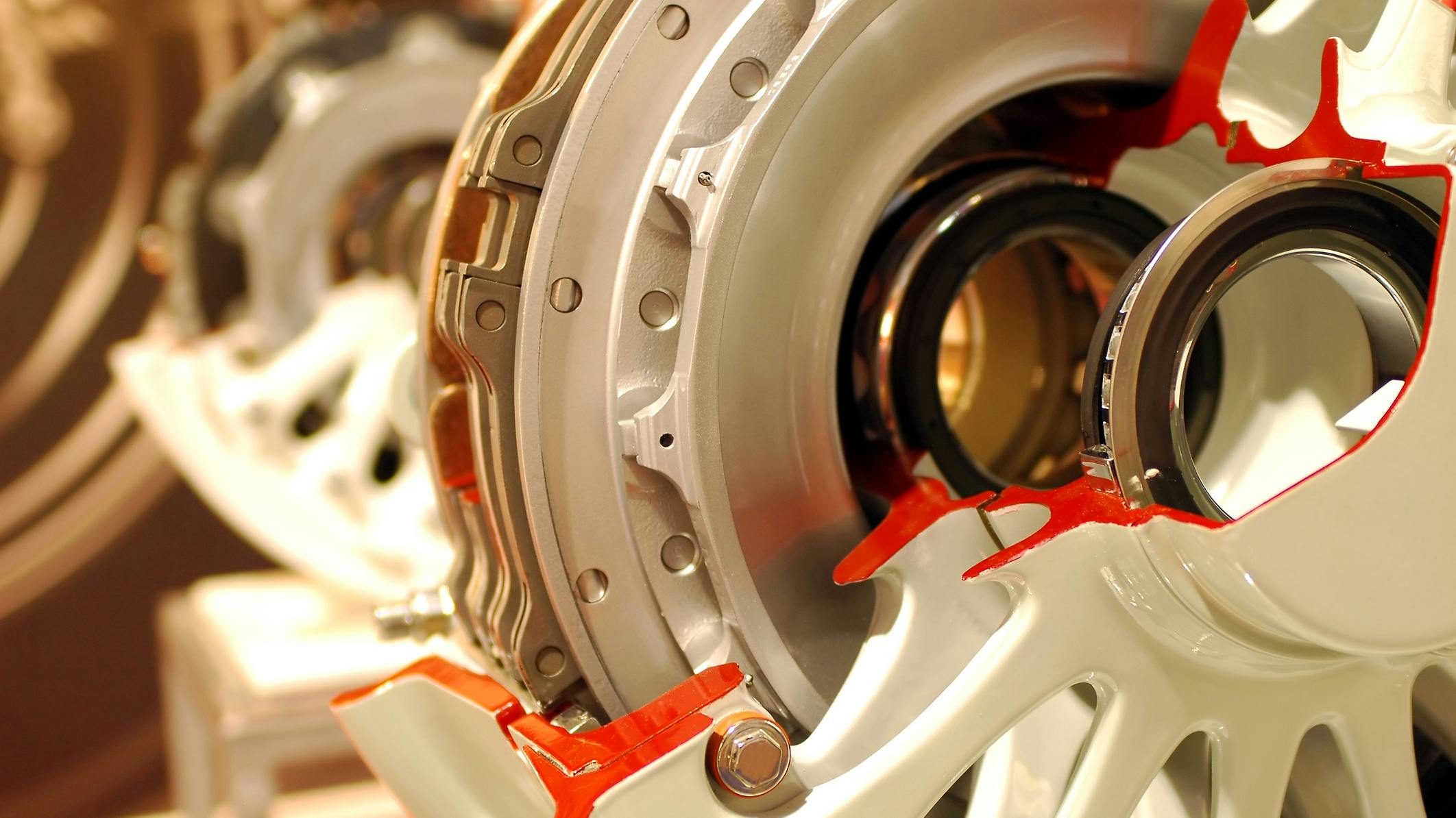 A close up view of a brake system