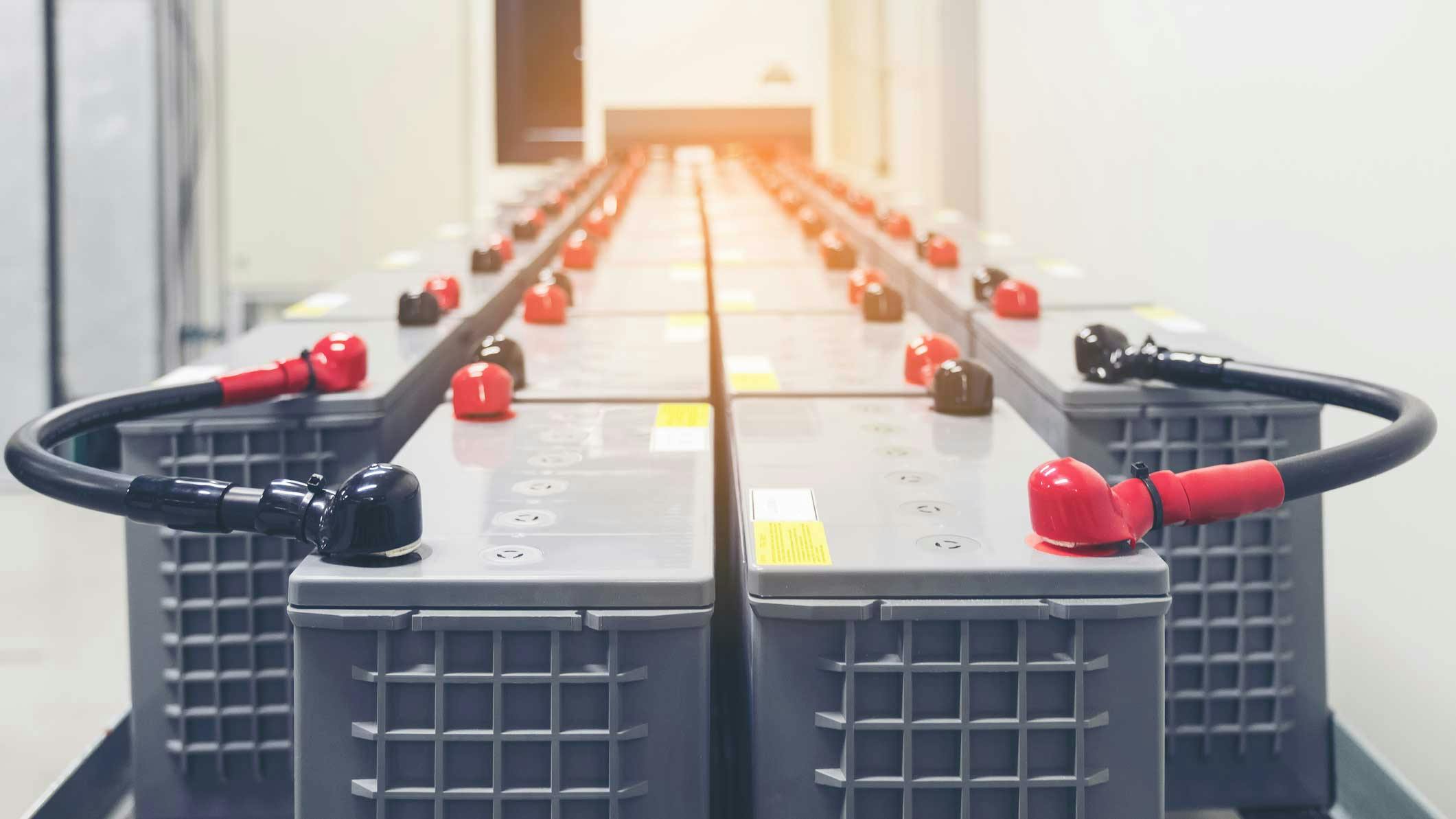 Battery packs in a power supply room