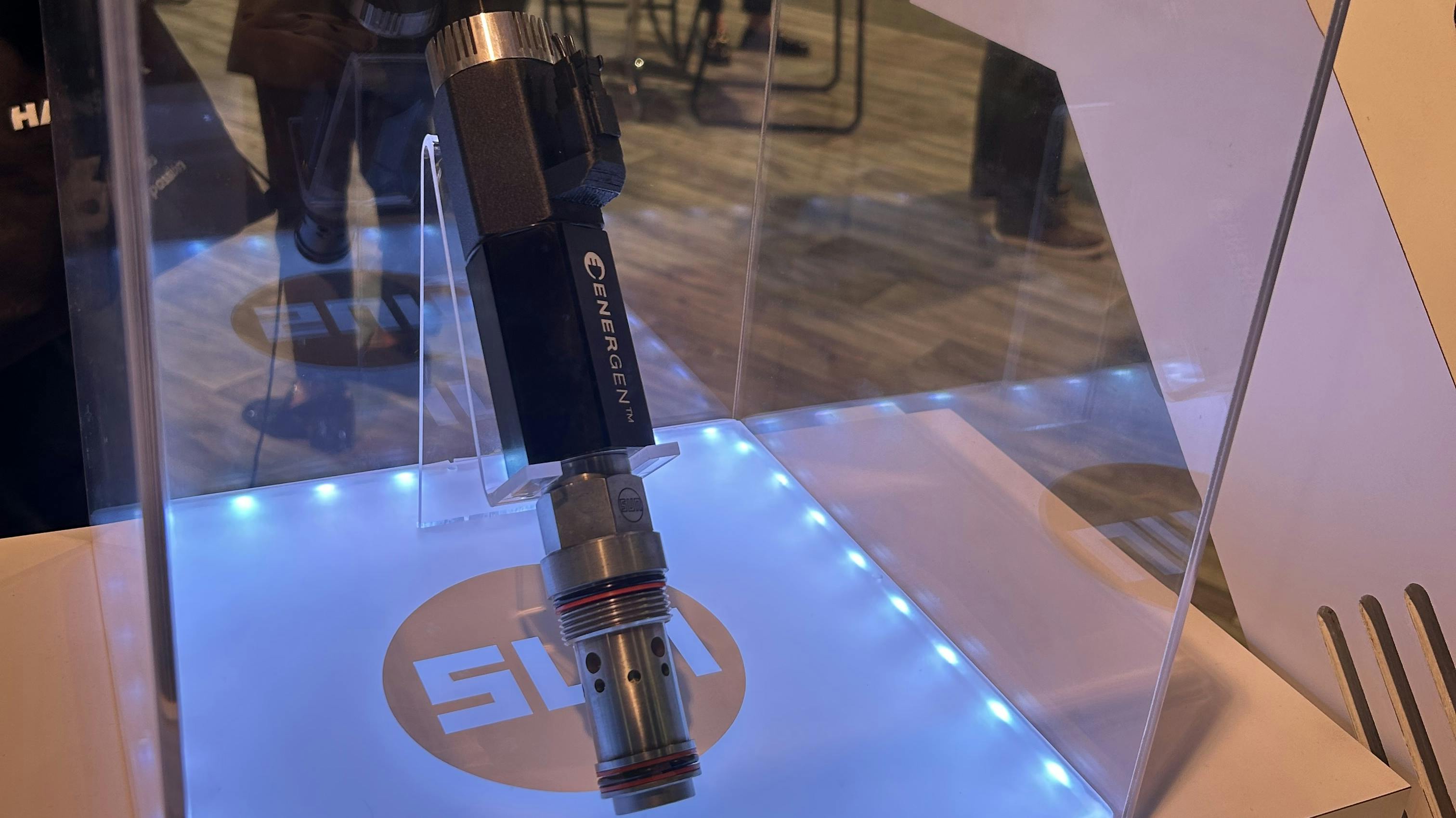 Sun Hydraulics ENERGEN cartridge valve on display at a trade show