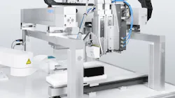 Close up of automated sampling system in laboratory utilizing pneumatic and electric technologies Close up of automated sampling system in laboratory utilizing pneumatic and electric technologies