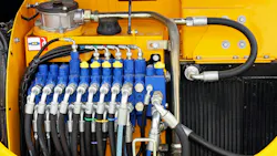 Several hydraulic components inside a machine Several hydraulic components inside a machine