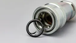 Damaged o-ring seal next to a hydraulic coupler Damaged o-ring seal next to a hydraulic coupler