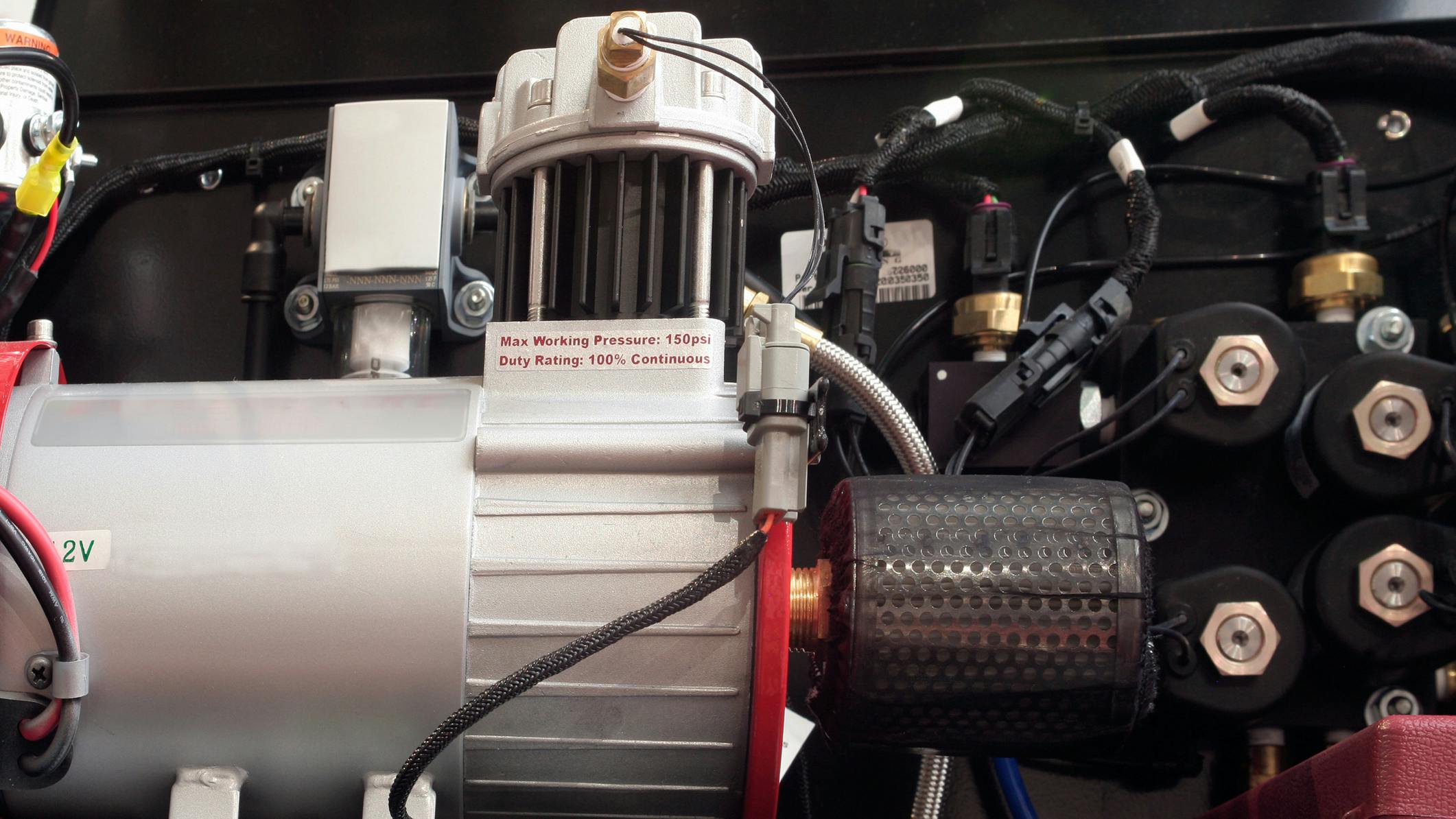 Close up view of an air compressor