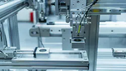 Pneumatic components and gripper on a robotic machine setup Pneumatic components and gripper on a robotic machine setup