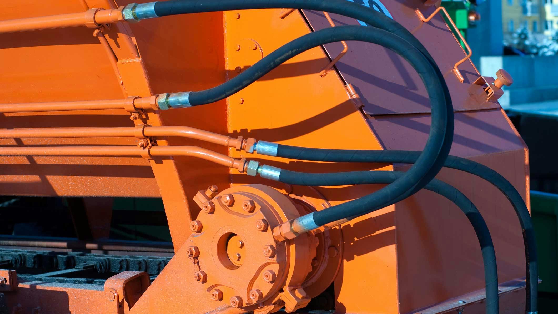 Hydraulic hoses on a piece of machinery