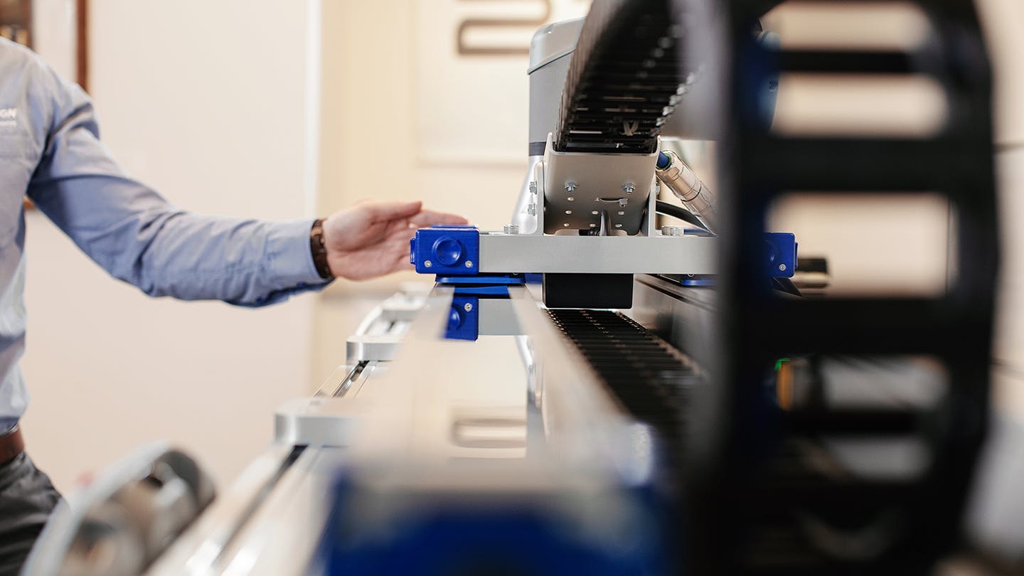 Close up view on motion system components for an automation application