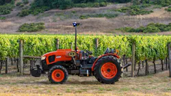 Kubota M5 Narrow tractor with automation solution in a vineyard Kubota M5 Narrow tractor with automation solution in a vineyard