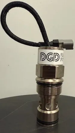 Full view of the DGD Fluid Power CFT Cartridge Flow Transmitter Full view of the DGD Fluid Power CFT Cartridge Flow Transmitter