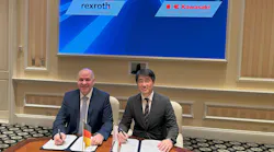 Executives from Bosch Rexroth and Kawasaki Heavy Industries at signing for new tech partnership Executives from Bosch Rexroth and Kawasaki Heavy Industries at signing for new tech partnership
