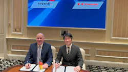 Executives from Bosch Rexroth and Kawasaki Heavy Industries at signing for new tech partnership Executives from Bosch Rexroth and Kawasaki Heavy Industries at signing for new tech partnership