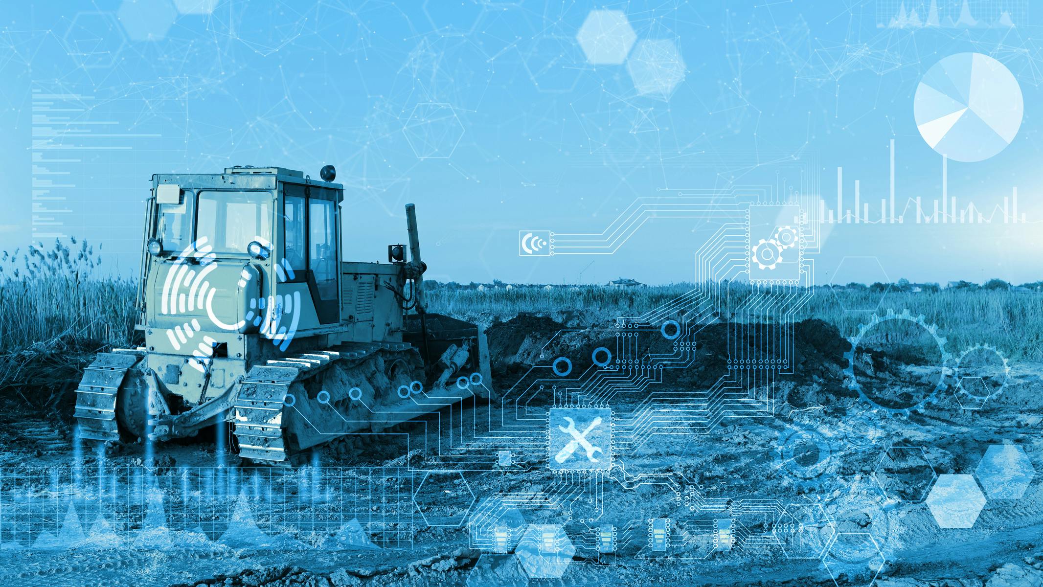 Dozer with Data and Electronic Symbols