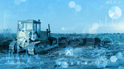 Dozer with Data and Electronic Symbols Dozer with Data and Electronic Symbols