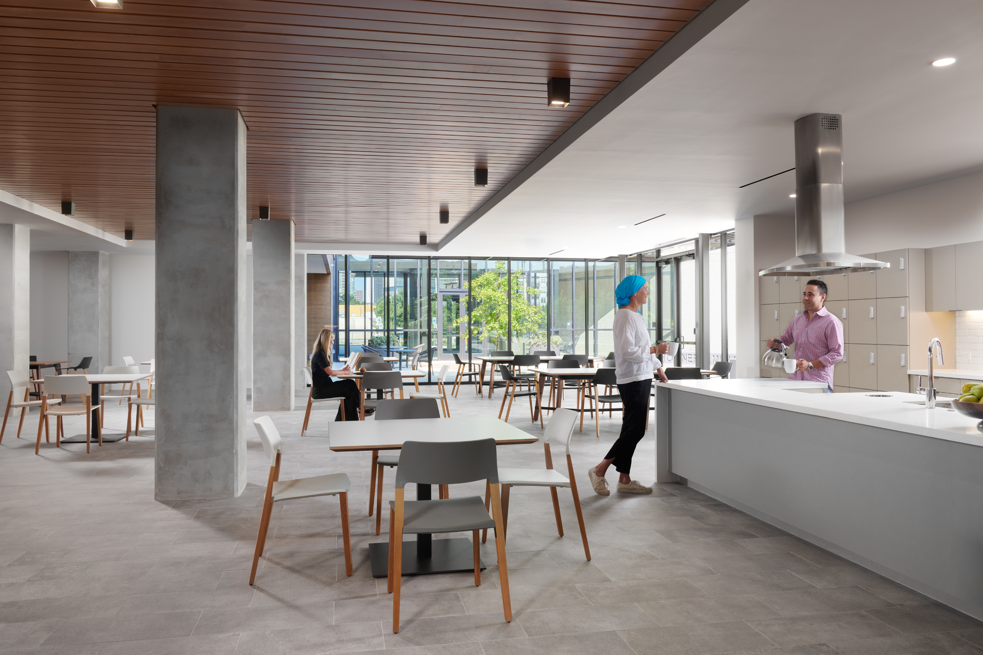 Kitchen and living room area at American Cancer Society's Hope Lodge in Dallas.