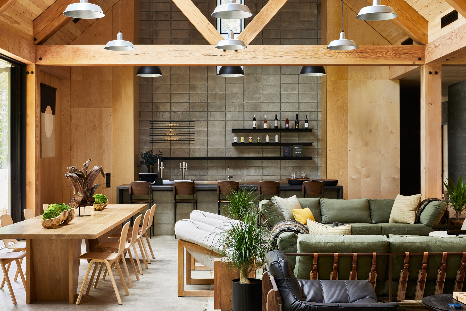 The Catskills clubhouse decor draws on eclectic and vintage vibes to showcase the area's history in a modern way.