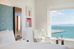 Large picture windows showcase epic views of the Bay and ballpark. Large picture windows showcase epic views of the Bay and ballpark.