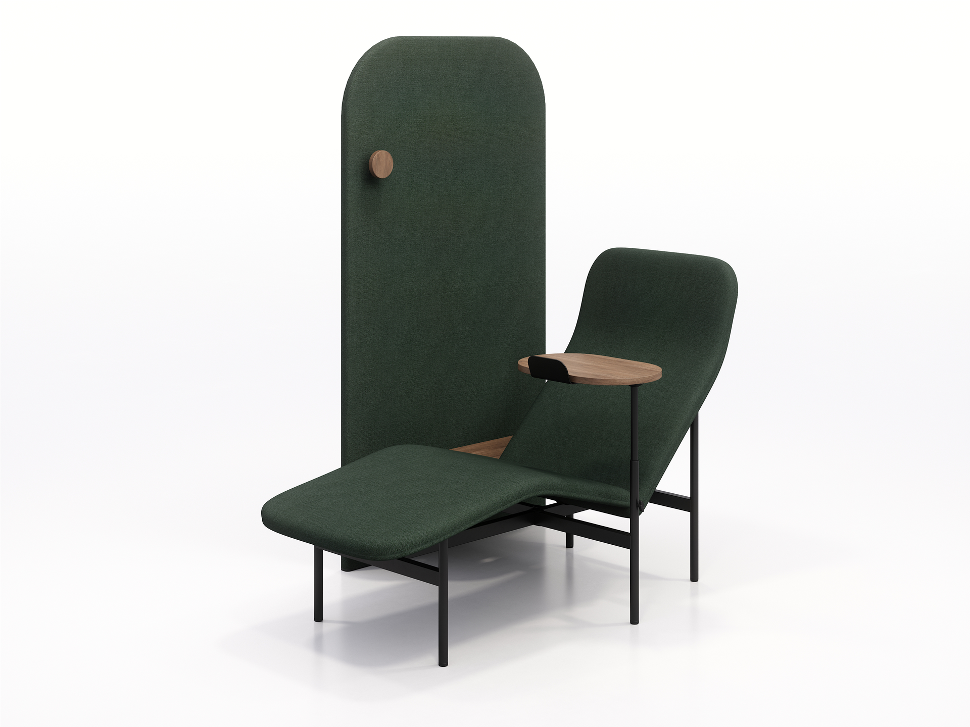 The Avalon Chaise Lounge in Forest Knit offers an alternative workspace.