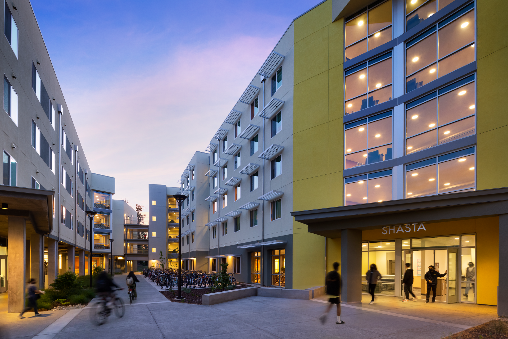 University of California, Davis' Shasta Hall where bathroom configurations were studied.